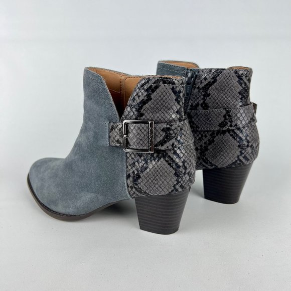Vionic Naomi Womens Suede Snake Print Water Resistant Ankle Boots Gray size 6.5 - Picture 9 of 16